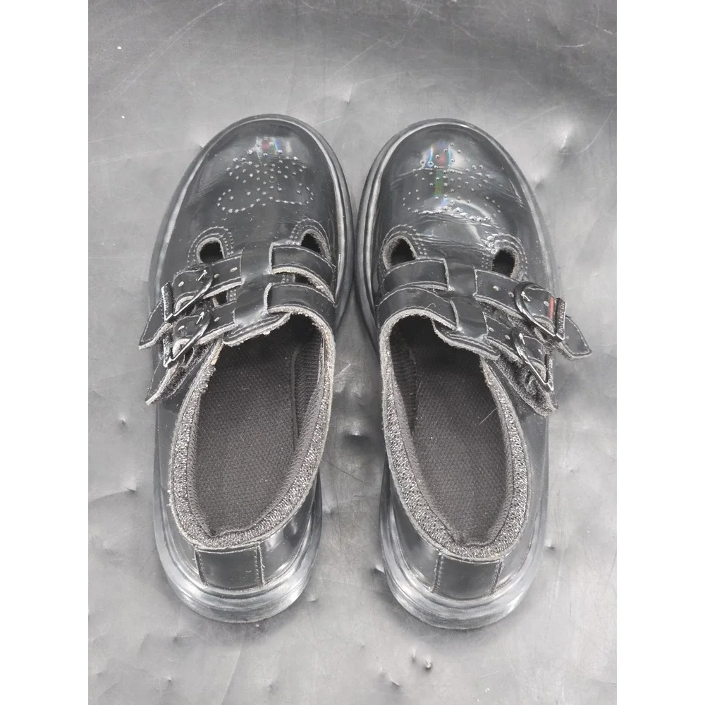 Dr. Martens 8065J‎ Mary Jane Rainbow Black Patent Leather Kids Shoes US 3